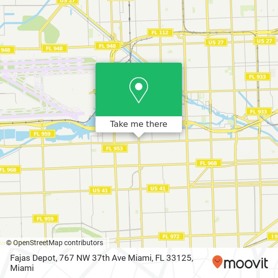 Mapa de Fajas Depot, 767 NW 37th Ave Miami, FL 33125