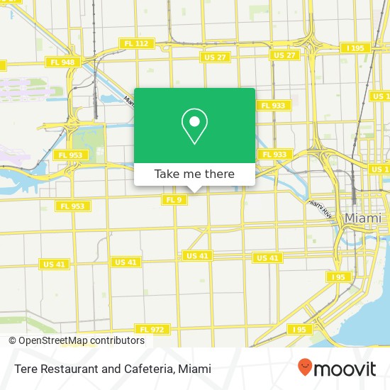 Mapa de Tere Restaurant and Cafeteria, 2350 NW 7th St Miami, FL 33125