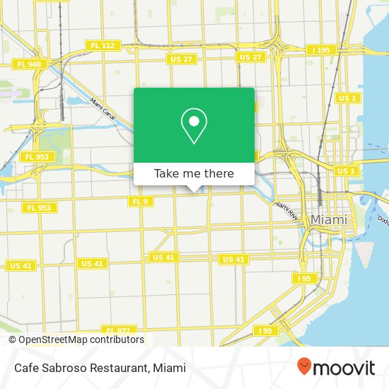 Mapa de Cafe Sabroso Restaurant, 1881 NW 7th St Miami, FL 33125