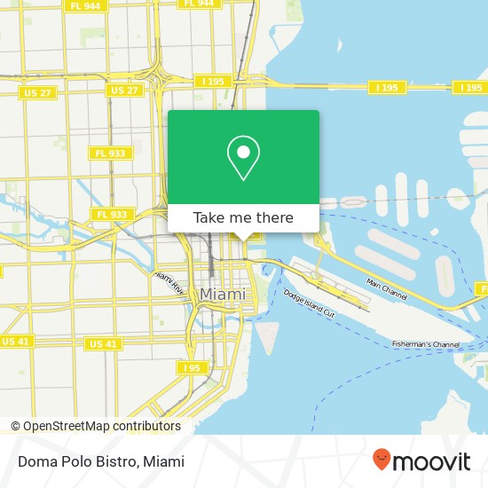 Mapa de Doma Polo Bistro, 900 Biscayne Blvd Miami, FL 33132