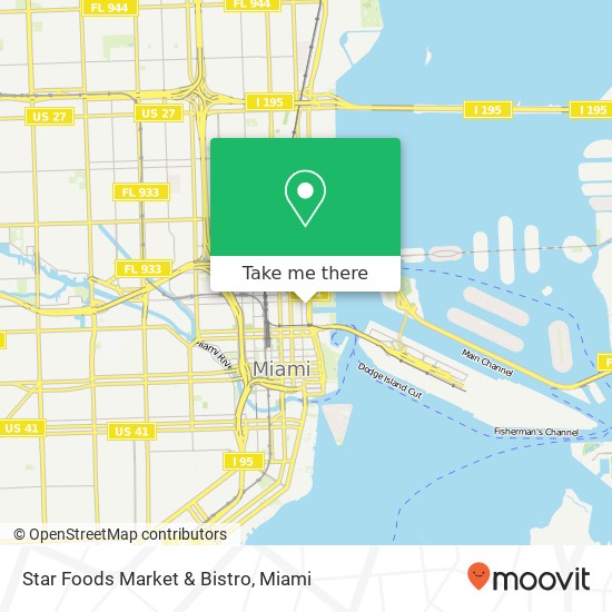 Mapa de Star Foods Market & Bistro, 900 Biscayne Blvd Miami, FL 33132