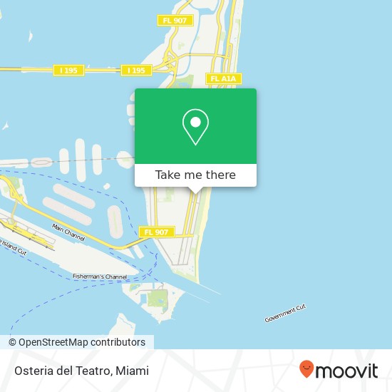 Mapa de Osteria del Teatro, 1220 Collins Ave Miami Beach, FL 33139