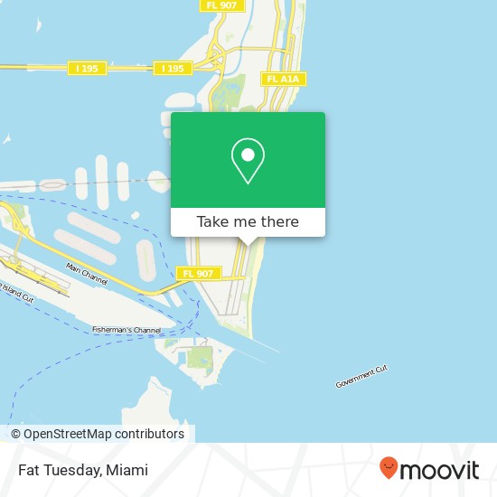 Mapa de Fat Tuesday, 918 Ocean Dr Miami Beach, FL 33139