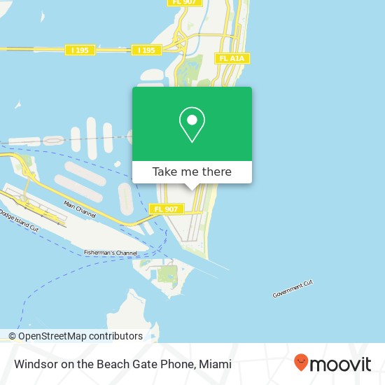 Mapa de Windsor on the Beach Gate Phone, 836 Pennsylvania Ave Miami Beach, FL 33139