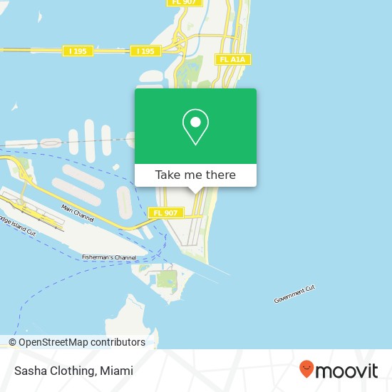 Mapa de Sasha Clothing, 850 Washington Ave Miami Beach, FL 33139