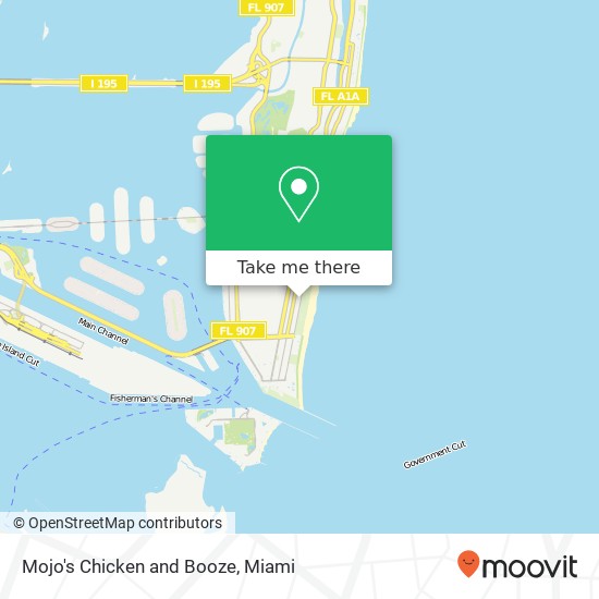 Mapa de Mojo's Chicken and Booze, 928 Ocean Dr Miami Beach, FL 33139