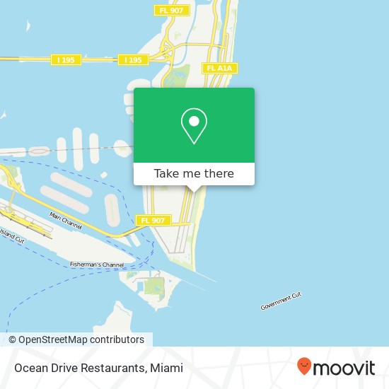 Mapa de Ocean Drive Restaurants, Ocean Dr Miami Beach, FL 33139