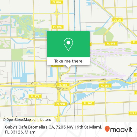 Mapa de Gaby's Cafe Bromelia's CA, 7205 NW 19th St Miami, FL 33126