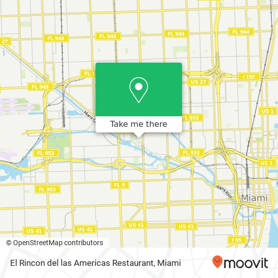 Mapa de El Rincon del las Americas Restaurant, 1861 NW 22nd Pl Miami, FL 33125