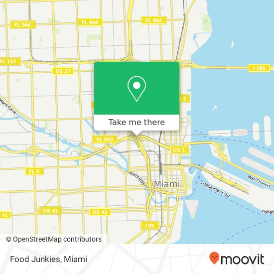 Mapa de Food Junkies, SR-836-TOLL Miami, FL 33136