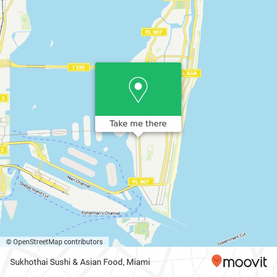 Mapa de Sukhothai Sushi & Asian Food, 1570 Alton Rd Miami Beach, FL 33139