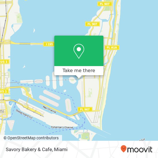 Mapa de Savory Bakery & Cafe, 1701 Sunset Harbor Dr Miami Beach, FL 33139