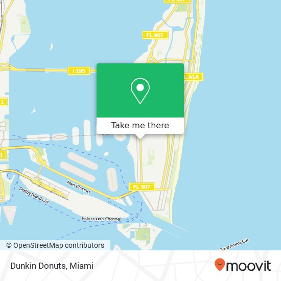 Mapa de Dunkin Donuts, 1606 Alton Rd Miami Beach, FL 33139