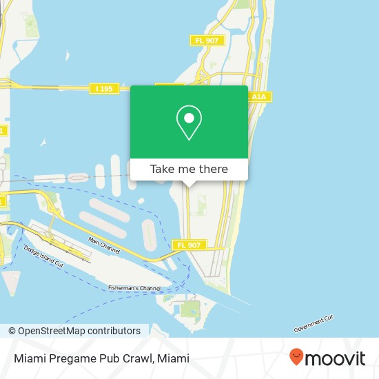 Miami Pregame Pub Crawl map