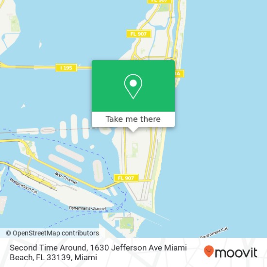 Mapa de Second Time Around, 1630 Jefferson Ave Miami Beach, FL 33139