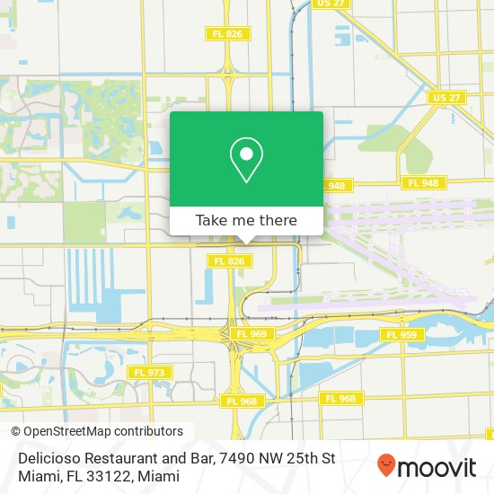 Mapa de Delicioso Restaurant and Bar, 7490 NW 25th St Miami, FL 33122