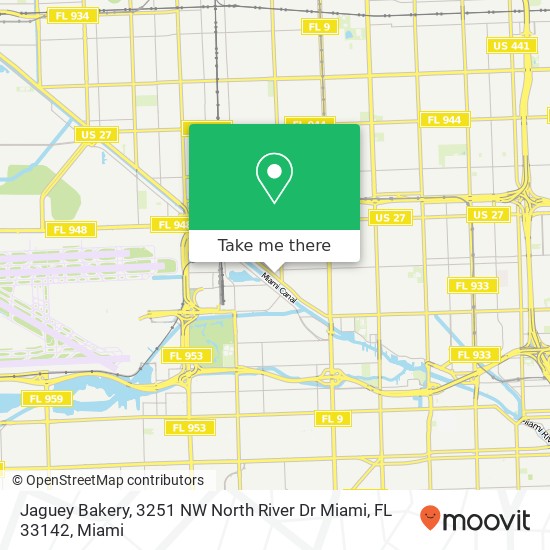 Mapa de Jaguey Bakery, 3251 NW North River Dr Miami, FL 33142