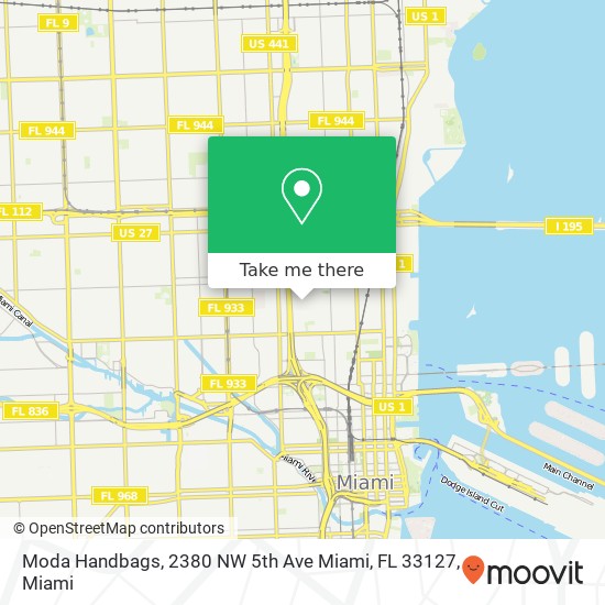 Mapa de Moda Handbags, 2380 NW 5th Ave Miami, FL 33127