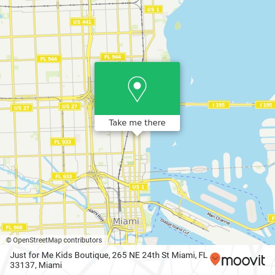 Mapa de Just for Me Kids Boutique, 265 NE 24th St Miami, FL 33137