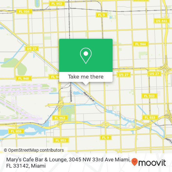 Mapa de Mary's Cafe Bar & Lounge, 3045 NW 33rd Ave Miami, FL 33142