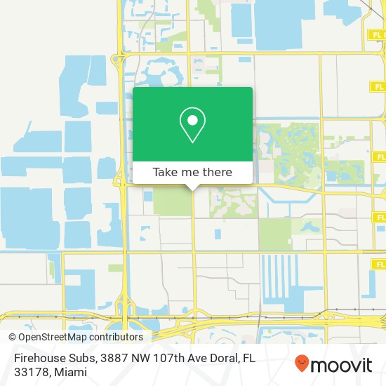 Mapa de Firehouse Subs, 3887 NW 107th Ave Doral, FL 33178