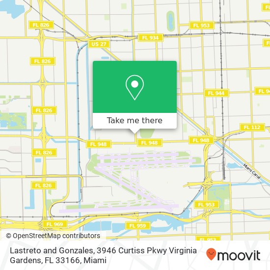 Mapa de Lastreto and Gonzales, 3946 Curtiss Pkwy Virginia Gardens, FL 33166
