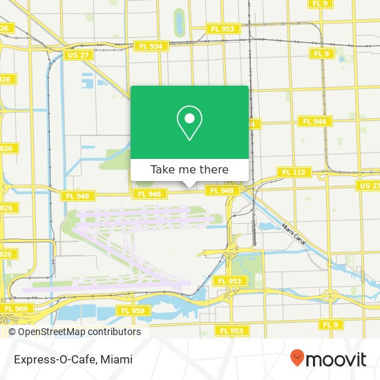 Mapa de Express-O-Cafe, 4767 NW 36th St Miami Springs, FL 33166