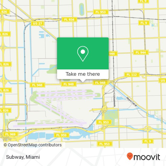Mapa de Subway, 4889 NW 36th St Miami Springs, FL 33166