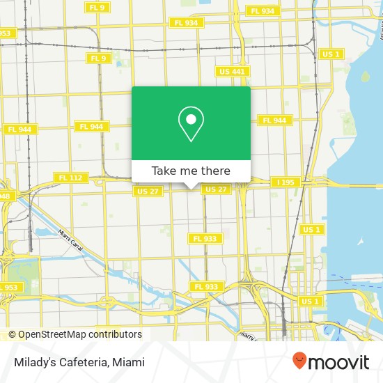 Mapa de Milady's Cafeteria, 1348 NW 36th St Miami, FL 33142