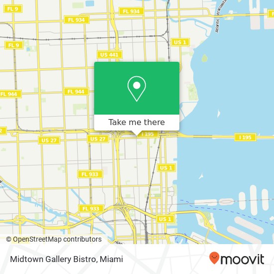 Mapa de Midtown Gallery Bistro, 195 NW 36th St Miami, FL 33127