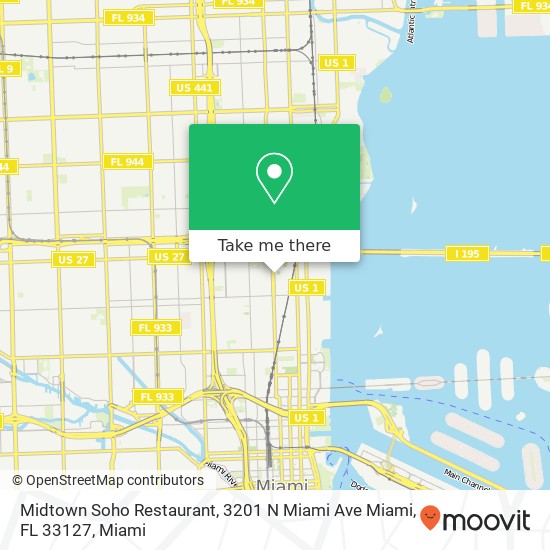 Mapa de Midtown Soho Restaurant, 3201 N Miami Ave Miami, FL 33127