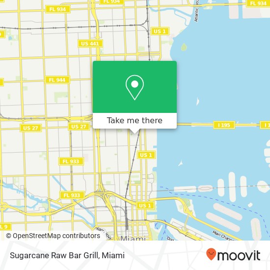 Mapa de Sugarcane Raw Bar Grill, 3252 NE 1st Ave Miami, FL 33137