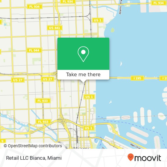 Mapa de Retail LLC Bianca, 3301 NE 1st Ave Miami, FL 33137