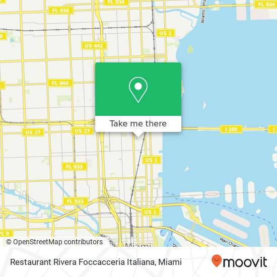 Mapa de Restaurant Rivera Foccacceria Italiana, NE 1st Ave Miami, FL 33137