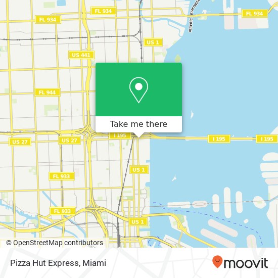 Mapa de Pizza Hut Express, 3595 Biscayne Blvd Miami, FL 33137