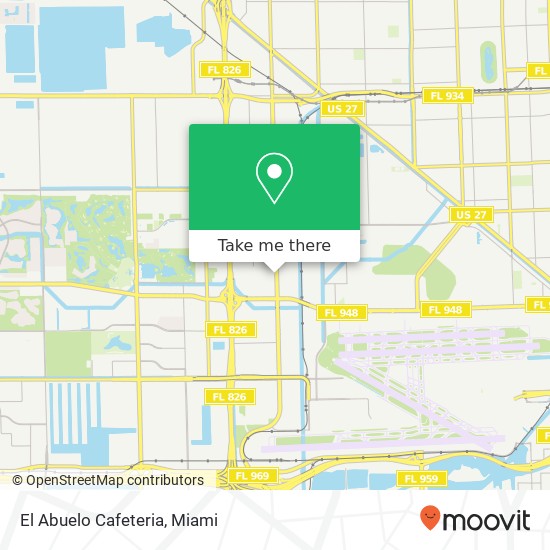 Mapa de El Abuelo Cafeteria, 4250 NW 72nd Ave Miami, FL 33166