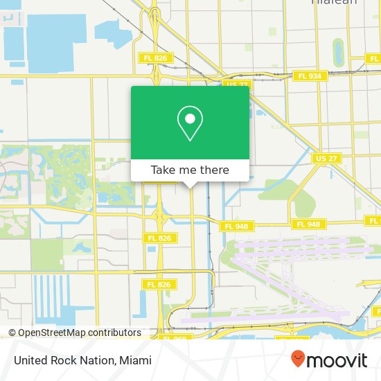 Mapa de United Rock Nation, 7200 NW 46th St Miami, FL 33166
