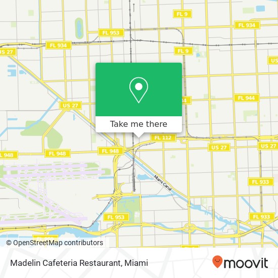 Mapa de Madelin Cafeteria Restaurant, 4070 NW 37th Ave Miami, FL 33142