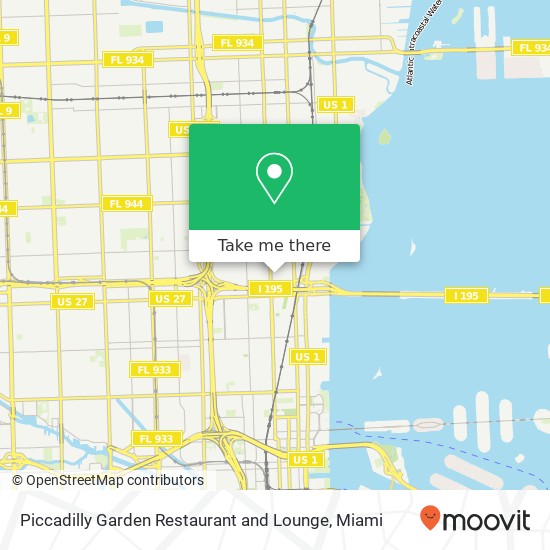 Mapa de Piccadilly Garden Restaurant and Lounge, 35 NE 40th St Miami, FL 33137