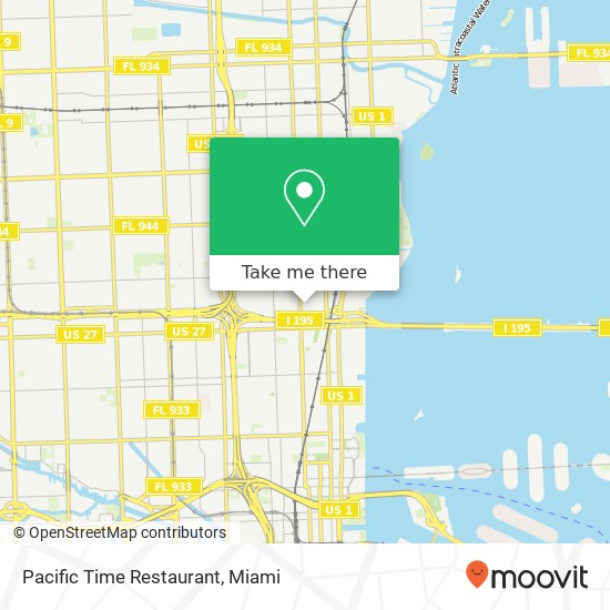 Mapa de Pacific Time Restaurant, 35 NE 40th St Miami, FL 33137