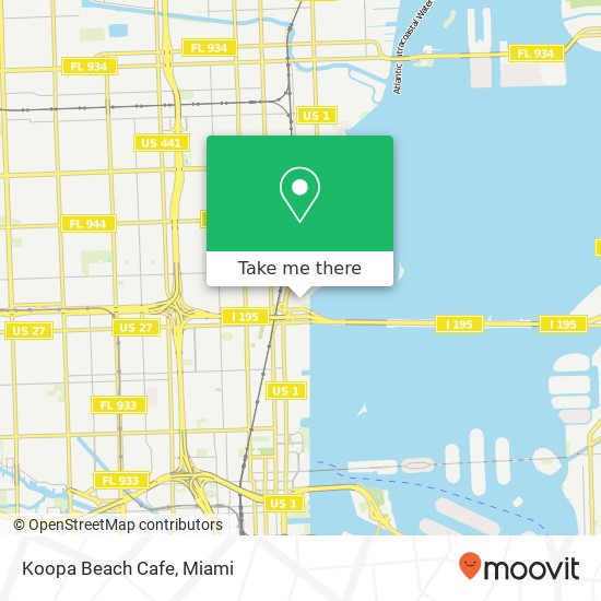 Mapa de Koopa Beach Cafe, NE 39th St Miami, FL 33137