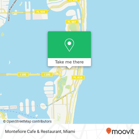 Mapa de Montefiore Cafe & Restaurant, 4017 Prairie Ave Miami Beach, FL 33140