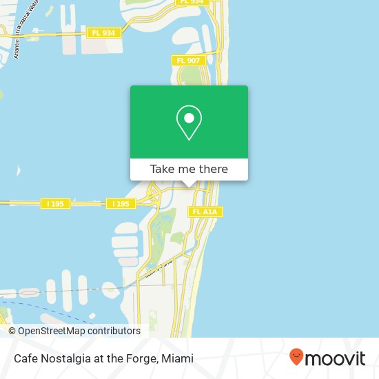 Mapa de Cafe Nostalgia at the Forge, 432 W 41st St Miami Beach, FL 33140