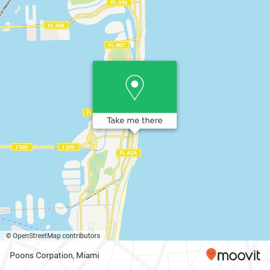 Mapa de Poons Corpation, 4299 Collins Ave Miami Beach, FL 33140