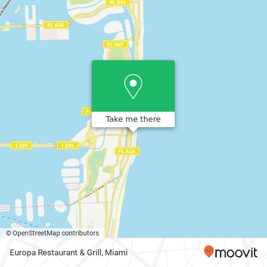 Mapa de Europa Restaurant & Grill, 4299 Collins Ave Miami Beach, FL 33140