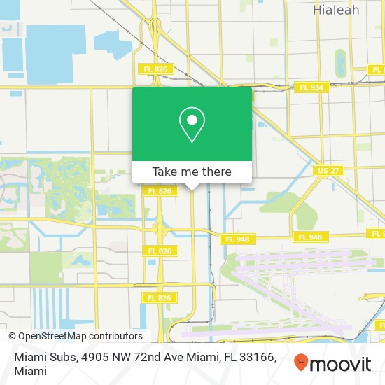 Mapa de Miami Subs, 4905 NW 72nd Ave Miami, FL 33166