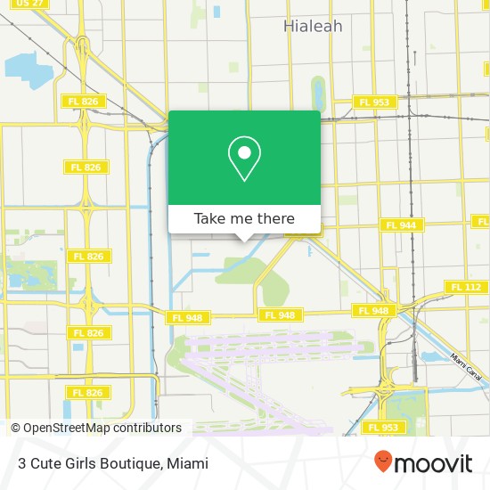 Mapa de 3 Cute Girls Boutique, Lawn Way Miami Springs, FL 33166