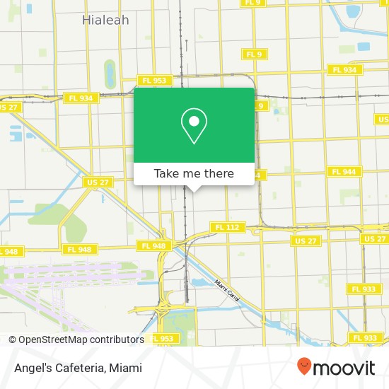Mapa de Angel's Cafeteria, 3677 NW 50th St Hialeah, FL 33142