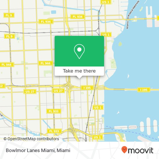 Bowlmor Lanes Miami map