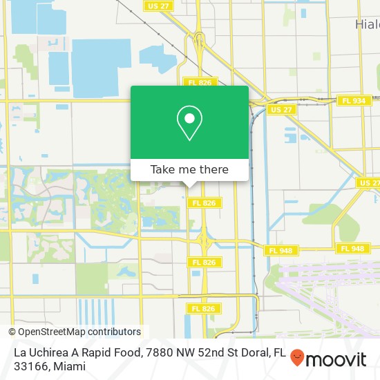 Mapa de La Uchirea A Rapid Food, 7880 NW 52nd St Doral, FL 33166